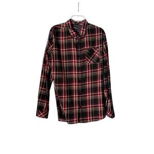 O'Neill Classic Fit Men's Plaid Black/Maroon Long Sleeve Button Up Shirt Large